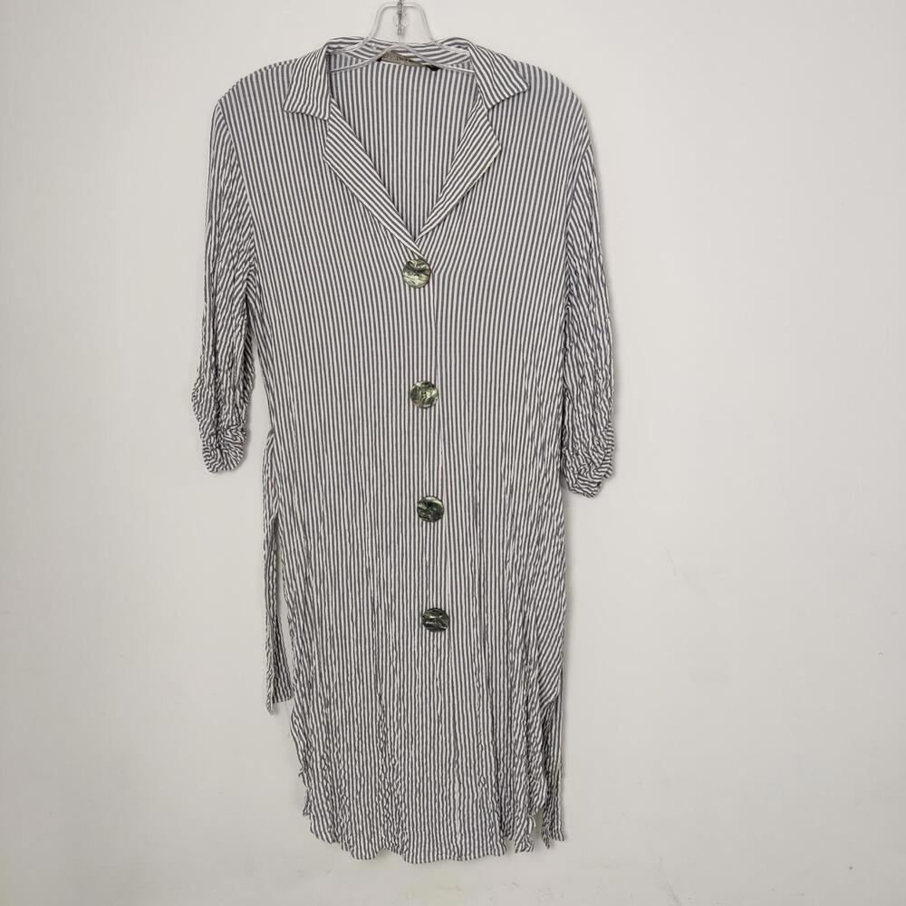 Zara Basic Striped Button Front Shirt Dress Medium Casual Beach Cover-up Summer